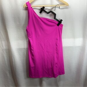 Pink One Shoulder Sport‎ Dress w/ built in shorts and padded bra. Super cute M/L